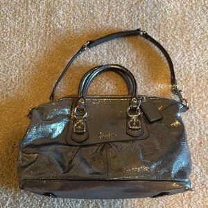 Coach Gray Satchel with Metallic Finish and Double Handles Ashley handbag.